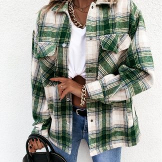 Autumn and Winter Loose Casual Retro Plaid Long Sleeve Shirt Jacket